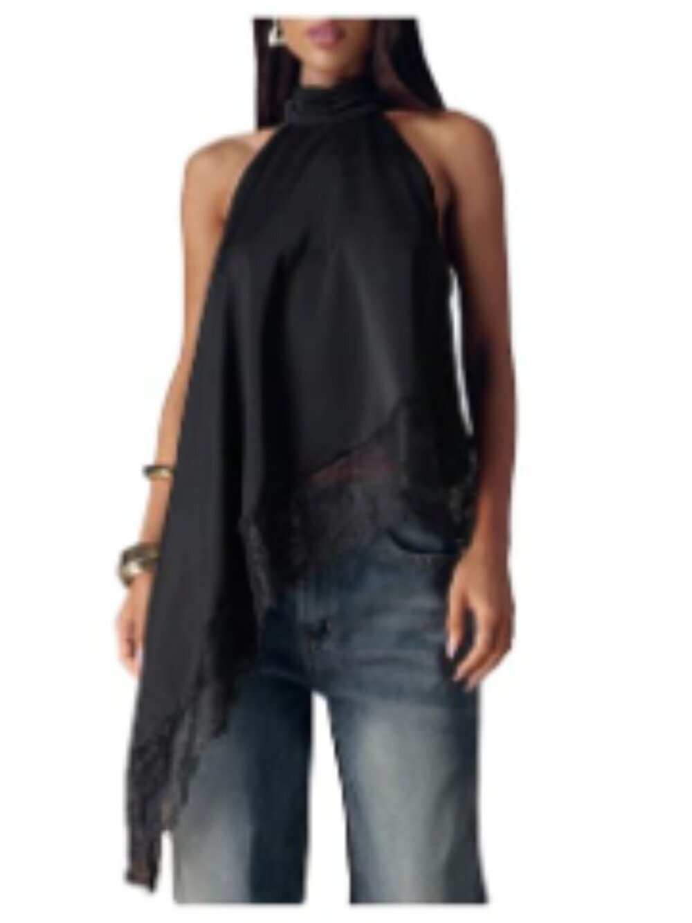 Women's Halter Neck Backless Cami Top Asymmetrical Hem Rave Club Going Out - Picture 4 of 7